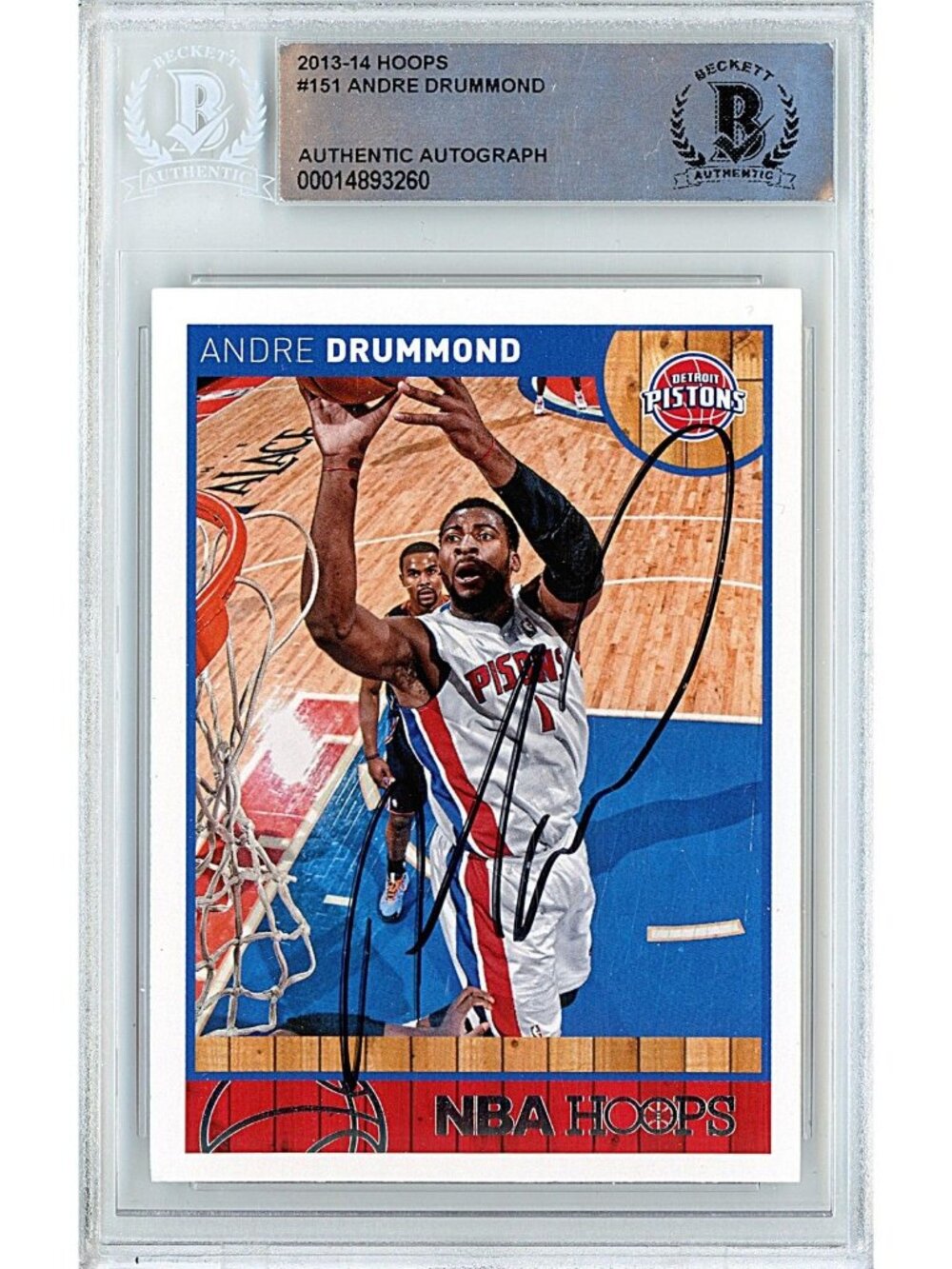 Andre Drummond Signed Basketball Card Detroit Pistons Autograph Beckett BAS Auto